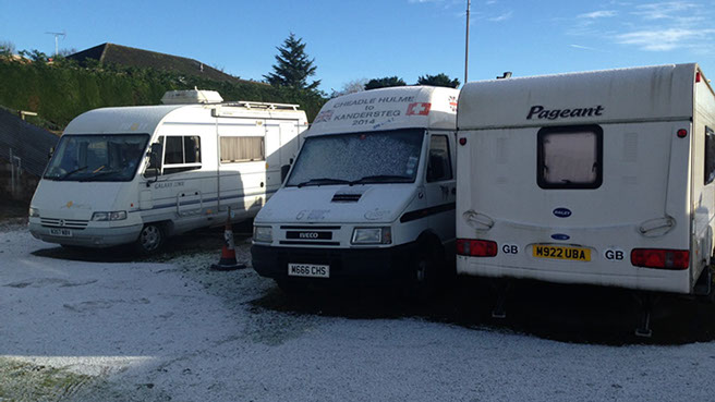 Motorhomes in secure storage at Akroyd's